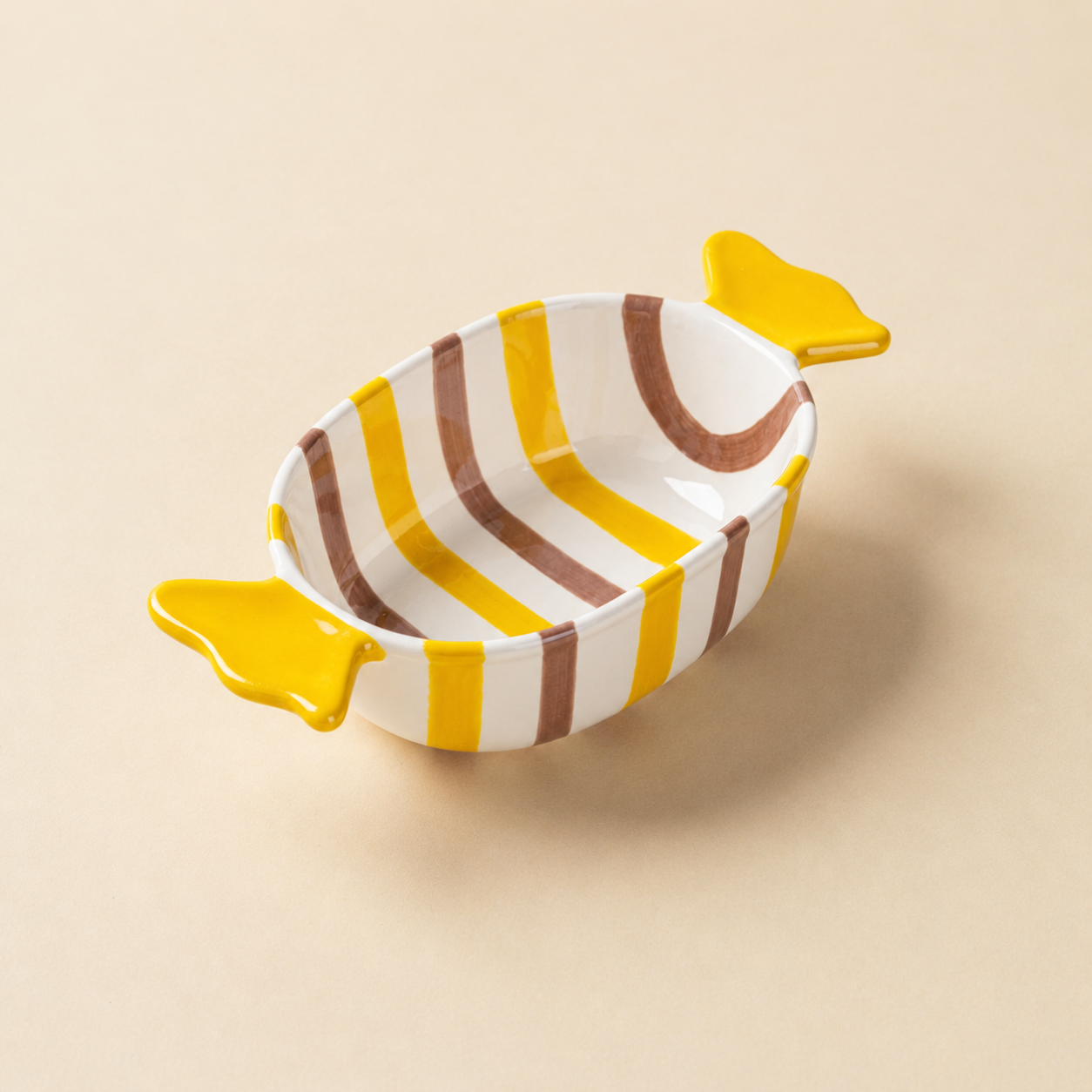 117 - Candy-Shaped Ceramic Dish -10" (yellow)